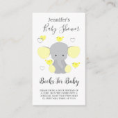 イエローエレファントボーイ女の子ベビーシャワーブックリクエスト エンクロージャーカード (正面)