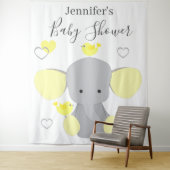 イエローエレファントボーイ女の子ベビーシャワー背景 タペストリー (インサイチュ)