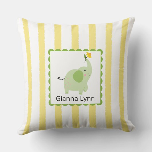 イエローエレファントモノグラムベビーガールボーイ クッション (裏面)