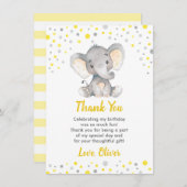イエローエレファント1st誕生日パーティーリトルピーナッツ サンキューカード (正面/裏面)
