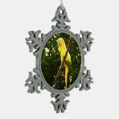 イエローオウム スノーフレークピューターオーナメント (左)