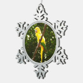 イエローオウム スノーフレークピューターオーナメント (右)