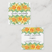 イエローオエレガントレンジバラフラワーイベントプランナー スクエア名刺 (正面/裏面)