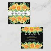 イエローオエレガントレンジバラフラワーイベントプランナー スクエア名刺 (正面/裏面)