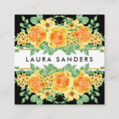 イエローオエレガントレンジバラフラワーイベントプランナー スクエア名刺 (正面)