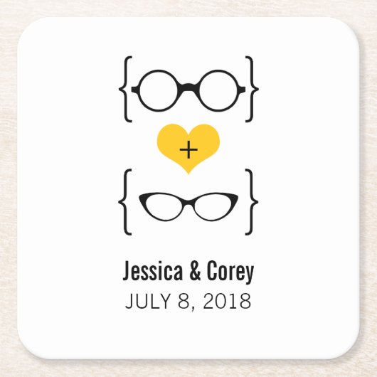 イエローオタク系の紙コースター スクエアペーパーコースター (正面)