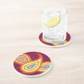 イエローオモダンレンジアクアミントペイズリーギフト コースター (側面)