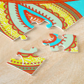 イエローオモダンレンジアクアミントペイズリーギフト ジグソーパズル (側面)