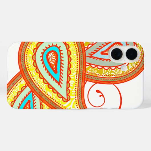 イエローオモダンレンジアクアミントペイズリーギフト Case-Mate iPhoneケース (裏面 (横))