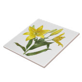 イエローオリエンタルユリ花植物芸術 タイル (側面)