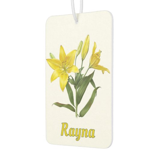 イエローオリエンタルリリー植物学パーソナライズされた術 カーエアーフレッシュナー (左)