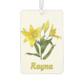 イエローオリエンタルリリー植物学パーソナライズされた術 カーエアーフレッシュナー (裏面)