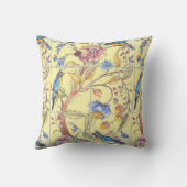 イエローオリエンタル鳥のフローラ数々の色のシノワズリー クッション (裏面)