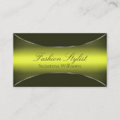 イエローオリーブグリーンとシックなシルバー縁ど付き 名刺 (正面)