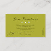 イエローオリーブグリーンエレガントスパークルジュエリーイニシャル 名刺 (裏面)