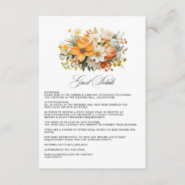 イエローオレンジとアイボリーのフラワーモチーフの結婚式ゲスト詳細 エンクロージャーカード