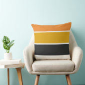 イエローオレンジとグレーのストライプ クッション (椅子)