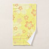 イエローオレンジの花シンプル咲き可愛いフローラモノグラム バスタオルセット (ハンドタオル)