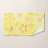 イエローオレンジの花シンプル咲き可愛いフローラモノグラム バスタオルセット (ハンドタオル)