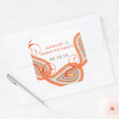 イエローオレンジアクアミント柿ペイズリー結婚ズ スクエアシール (封筒)