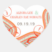 イエローオレンジアクアミント柿ペイズリー結婚ズ スクエアシール (正面)