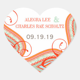 イエローオレンジアクアミント柿ペイズリー結婚ズ スクエアシール