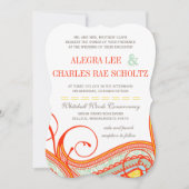 イエローオレンジアクアミント柿ペイズリー結婚ズ 招待状 (正面)