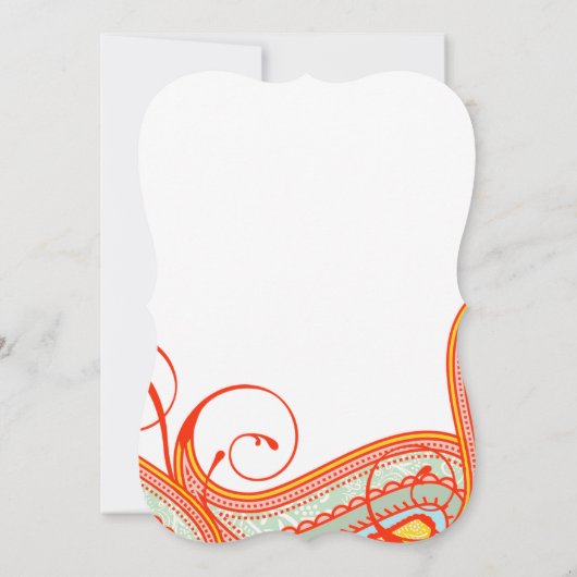 イエローオレンジアクアミント柿ペイズリー結婚ズ 招待状 (裏面)