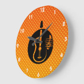 イエローオレンジアコースティックギター ラージ壁時計 (傾斜)