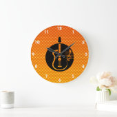 イエローオレンジアコースティックギター ラージ壁時計 (ホーム)