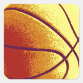イエローオレンジアポップ・アートのートバスケットボール スクエアシール (正面)