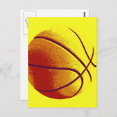 イエローオレンジアポップ・アートのートバスケットボール ポストカード (正面/裏面)