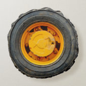 イエローオレンジアンティーク車フラットタイヤ ラウンドクッション (裏面)