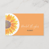 イエローオレンジウォーターカラーサンフラワーフローリスト 名刺 (正面)