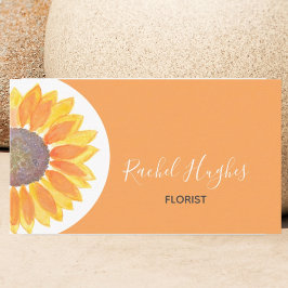 イエローオレンジウォーターカラーサンフラワーフローリスト 名刺
