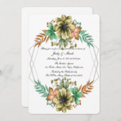 イエローオレンジウォーターカラーフローラリハーサルディナー 招待状 (正面/裏面)