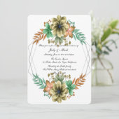 イエローオレンジウォーターカラーフローラリハーサルディナー 招待状 (スタンド正面)