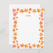 イエローオレンジウォーターカラーメープル葉ズガーランド ノートカード (正面/裏面)