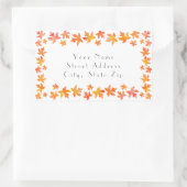 イエローオレンジウォーターカラーメープル葉ズガーランド 長方形シール (バッグ)