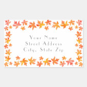 イエローオレンジウォーターカラーメープル葉ズガーランド 長方形シール (正面)