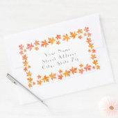 イエローオレンジウォーターカラーメープル葉ズガーランド 長方形シール (封筒)