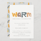 イエローオレンジウォームクリスマスin 7月パーティー招待状 シーズンカード (正面/裏面)