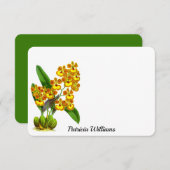 イエローオレンジオーキッドフラワーノートカパーソナライズされたード ノートカード (正面/裏面)