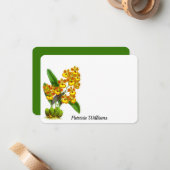 イエローオレンジオーキッドフラワーノートカパーソナライズされたード ノートカード (正面/裏面インサイチュ)