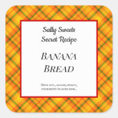 イエローオレンジギンガムプレイドカスタムベーキングシール スクエアシール (正面)