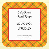 イエローオレンジギンガムプレイドカスタムベーキングシール スクエアシール