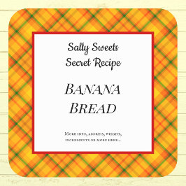 イエローオレンジギンガムプレイドカスタムベーキングシール スクエアシール