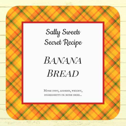 イエローオレンジギンガムプレイドカスタムベーキングシール スクエアシール