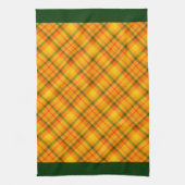 イエローオレンジギンガムプレイドグリーン縁ど キッチンタオル (縦)