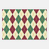 イエローオレンジグリーンアーガイルメリークリスマスギフト ラッピングペーパーシート (正面2)